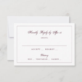 Burgunder Klassische Kalligrafie Hochzeit RSVP Karte