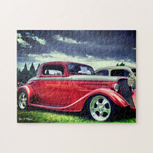 Burgunder Klassischer Roadster Oldtimer Hotrod Aut Puzzle