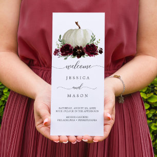 Burgunder-Kürbis-Herbst-Tri-Fold-Hochzeitsprogramm Flyer