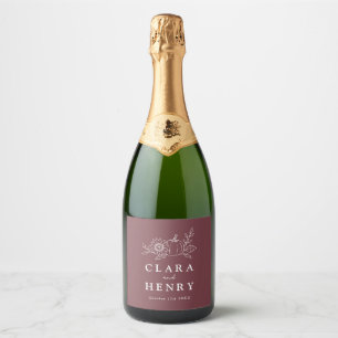 Burgunder-Kürbis-Sonnenblume-Hochzeit-Champagner Schaumweinetikett