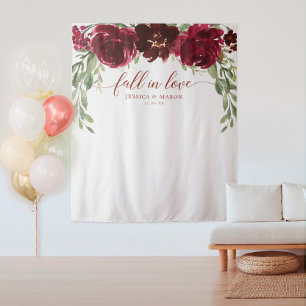 Burgunder-Kürbis-Verliebt-Euch-Rückwand-Fotobooth Wandteppich