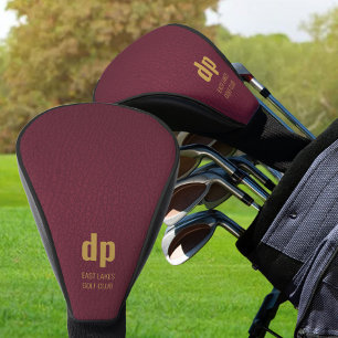 Burgunder-Leder-Look Monogramm Personalisierter Na Golf Headcover