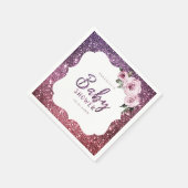 Burgunder lila Glitzer und Blumengebirgsdusche Serviette (Ecke)