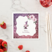 Burgunder lila Glitzer und Blütenblüte 1. Serviette (Beispiel)