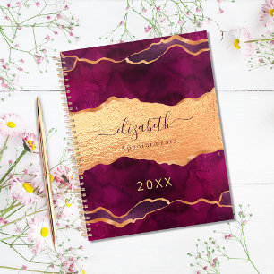 Burgunder lila Goldbarren-Marmor-Rose Gold 2023 Planer