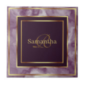 Burgunder Lila und goldener geometrischer Marmor Fliese (Vorderseite)