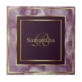 Burgunder Lila und goldener geometrischer Marmor Fliese