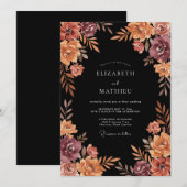 Burgunder Malstrudel-Hochzeit Einladung (Vorne/Hinten)