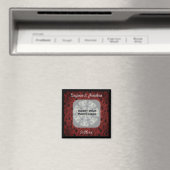 Burgunder-Margeriten Hochzeitsfoto personalisiert Magnet (In Situ (Geschirrspüler))