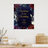 Burgunder Marine Willkommen bei unserer Hochzeit 2 Poster (Küche)