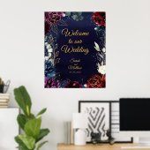 Burgunder Marine Willkommen bei unserer Hochzeit 2 Poster (Heimbüro)