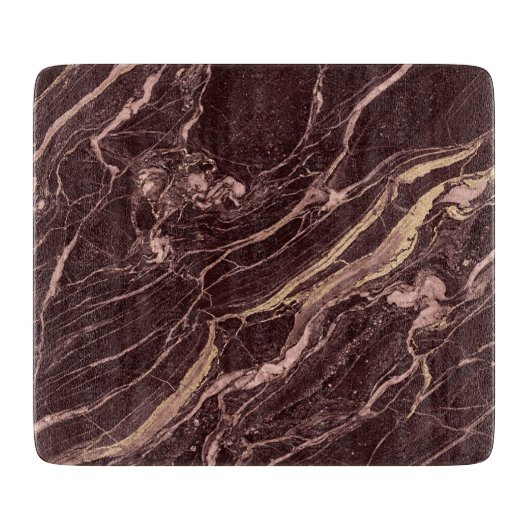 Burgunder Marmor Bold Verfeinerter moderner Stil Schneidebrett (Vorderseite)