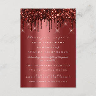 Burgunder-Maron-Glitter-Tropfen Braut-Sweet 16th Einladung