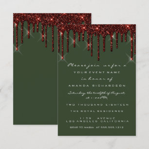 Burgunder-Maroon-Glitter-Tropf Bridal-Wald Einladung