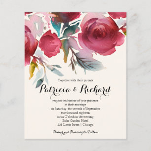 Burgunder-Marsala-Blumen-Hochzeitseinladung zum gü
