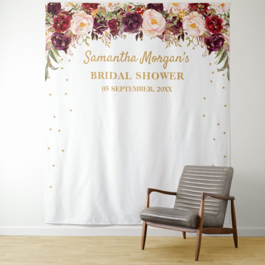 Burgunder Marsala Brautparty Wandteppich (Beispiel)