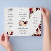 Burgunder-Marsala-Tri-Fold-Programm Sitzplan Flyer (Hand)