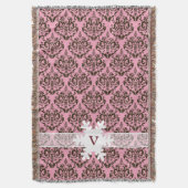 Burgunder Mattierter Orchid Damast mit Schneeflock Decke (Vorderseite Vertikal)