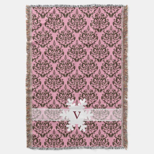 Burgunder Mattierter Orchid Damast mit Schneeflock Decke (Vorderseite Vertikal)