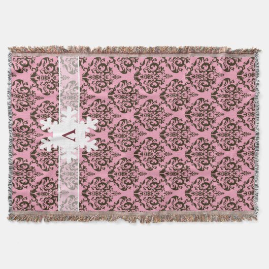 Burgunder Mattierter Orchid Damast mit Schneeflock Decke (Vorderseite)