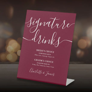Burgunder Moderne Schrift Hochzeits-Signature-Drin Sockelschild