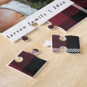 Burgunder Modernes Foto rustikal Tartan Karo Puzzle (Seite)
