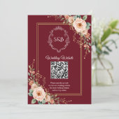 Burgunder-Monogramm-QR-Code-Hochzeits-Informations (Stehend Vorderseite)
