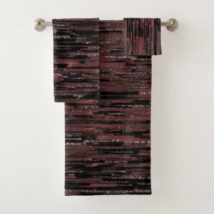 Burgunder Mosaik mit grobem Hintergrund Badhandtuch Set