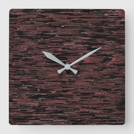 Burgunder Mosaik mit grobem Hintergrund Quadratische Wanduhr (Vorderseite)