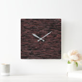 Burgunder Mosaik mit grobem Hintergrund Quadratische Wanduhr (Zuhause)