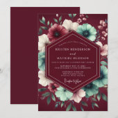 Burgunder-Nocturne-Botanische Hochzeit Einladung (Vorne/Hinten)