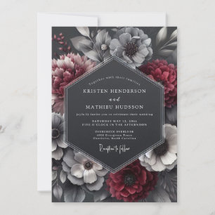 Burgunder-Nocturne-Flora-Hochzeit Einladung