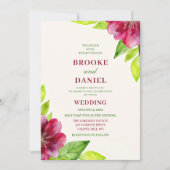 Burgunder Open Bloom Lime-Blatt-Hochzeit Einladung (Vorderseite)