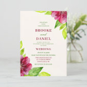 Burgunder Open Bloom Lime-Blatt-Hochzeit Einladung (Stehend Vorderseite)