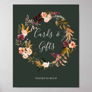 Burgunder Orange Floral Grün Karten und Geschenke Poster