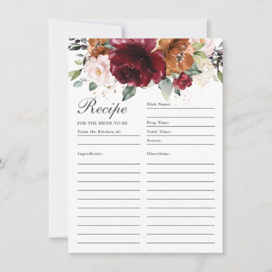 Burgunder Orangenblütenrezeptur für Bridakarte Dankeskarte (Vorderseite)