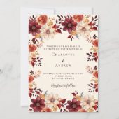 Burgunder Orangenfall Blütenhochzeit Einladung (Vorderseite)