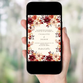 Burgunder Orangenfall Blütenhochzeit Einladung