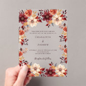 Burgunder Orangenfall Blütenklare Hochzeit Acryleinladungen (Insitu (Handheld))