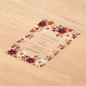 Burgunder Orangenfall Blütenklare Hochzeit Acryleinladungen (Ablage )