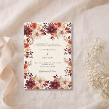 Burgunder Orangenfall Luxus Hochzeit mit Blumen