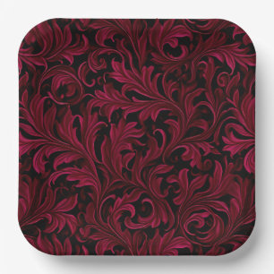 Burgunder Paisley Hochzeit Pappteller