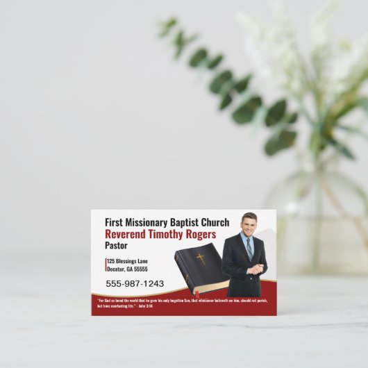 Burgunder Pastor oder Foto Visitenkarte (Stehend Vorderseite)