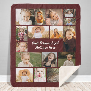 Burgunder Personalisierte 16-Foto-Collage Maßanfer Sherpadecke