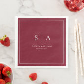 Burgunder personalisierte Anfangs Hochzeitsserviet Serviette (Beispiel)
