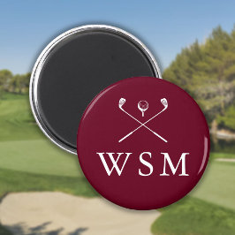 Burgunder personalisierte Monogramm-Golfschläger Magnet