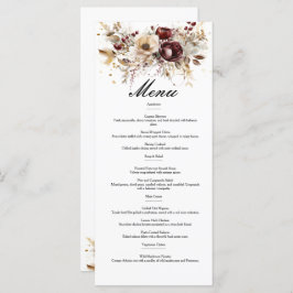 Burgunder-Pfingsteine zweiseitige Hochzeitskarte Menükarte