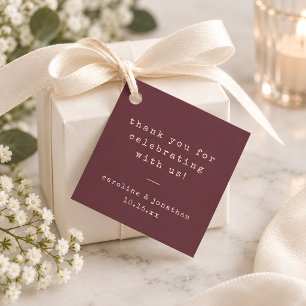 Burgunder-Pflaume-Schreibmaschine Winterhochzeit D Geschenkanhänger