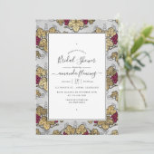 Burgunder Pflaume und Gold Weinprobe Brautparty Einladung (Stehend Vorderseite)