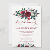 Burgunder Pinienwald Brautparty Einladung (Vorderseite)